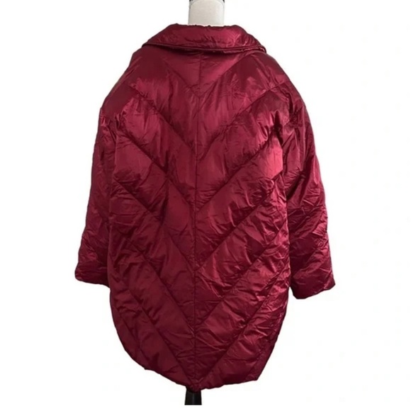 Women's Plus Size Puffer Jacket - Ava & Viv Berry Red - Picture 3 of 8